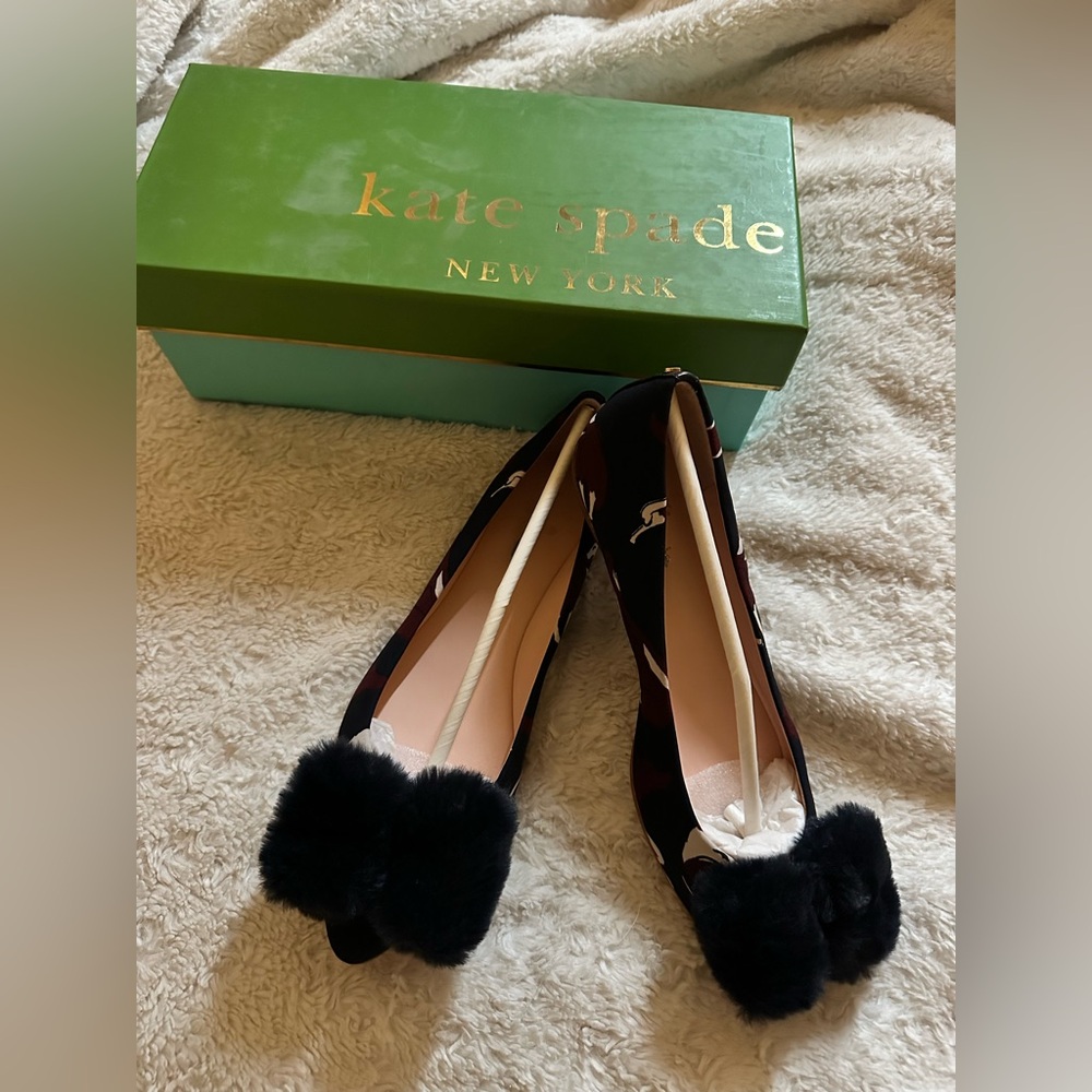 Kate Spade Black Flats with Bow Accent